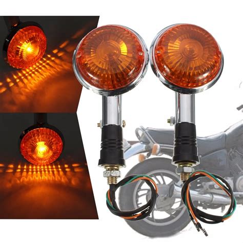 2pcs Amber Lens Motorcycle Turn Signal Indicator Light Front Rear