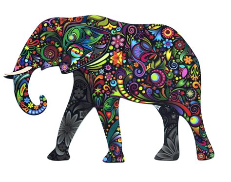 Psychedelic Elephant Magnet Canvas Set Elephant Blanket Elephant
