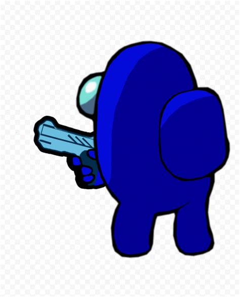 Hd Blue Among Us Character Back View Pointing Gun Png Citypng