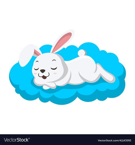 Cute Little White Bunny Sleeping On Pillow Vector Image
