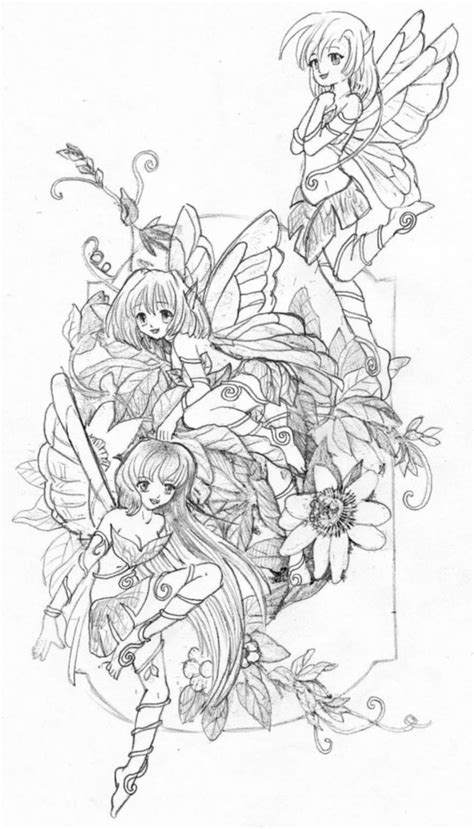 Anime Fairy Coloring Tail Kolorowanki Pages Manga Drawing Rysunki