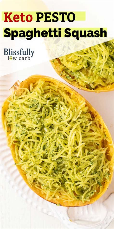 Pesto Spaghetti Squash Blissfully Low Carb And Keto Recipes