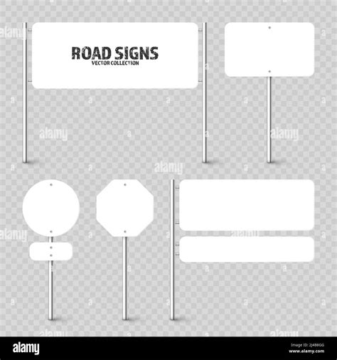 Various Road Traffic Signs Highway Signboard On A Chrome Metal Pole