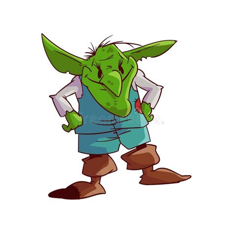 Set Groene Goblin Of Troll In Verschillende Pose In Cartoon Karakter