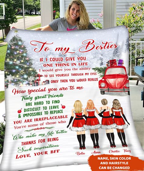 Personalized Custom Fleece Blanket Christmas Bestie Unique T For