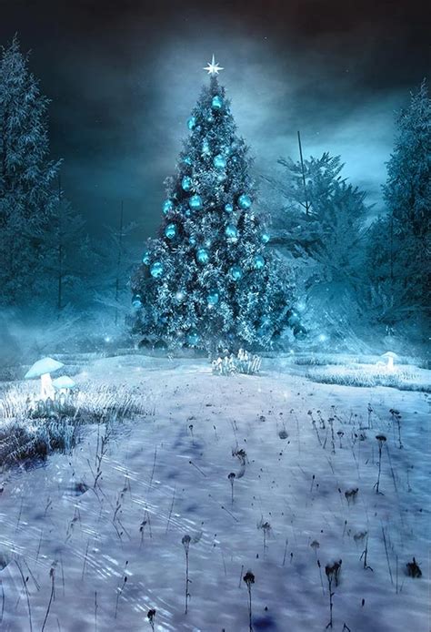 Night Snow Christmas Tree Backdrop For Photography Lv 820 Christmas