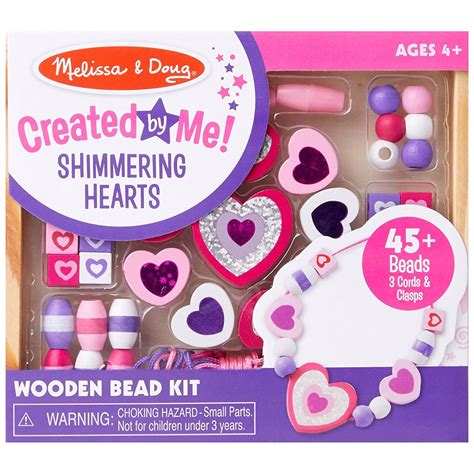 Bnip Melissa And Doug Shimmering Hearts Wooden Bead Set 45 Beads And 3