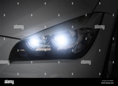 Details Of Modern Car Headlights Stock Photo Alamy
