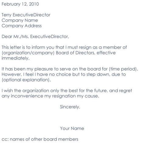 How To Write A Board Resignation Letter 10 Free Templates