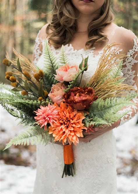 Earthy Autumn | Fake wedding flowers, Fern wedding, Earthy ...
