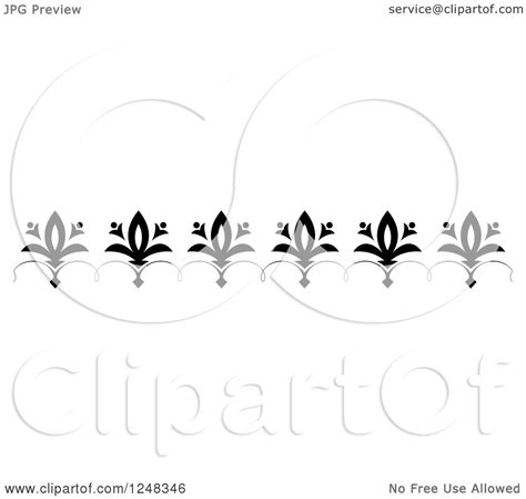 Clipart Of A Vintage Black And White Floral And Swirl Border Royalty
