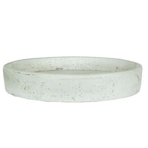Mpg 11 In Dia White Stone Smooth Cement Cast Stone Fiberglass Saucer