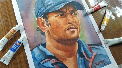 Mahendra Singh Dhoni Artist Watercolor Drawing Ms Dhoni Drawing With
