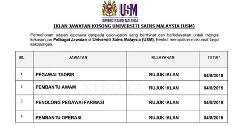 Peluang jawatan kosong datang dari majlis tanjung malim 2021, iklan pekerjaan sektor kerajaan. Jawatan Kosong Terkini Universiti Sains Malaysia (USM ...