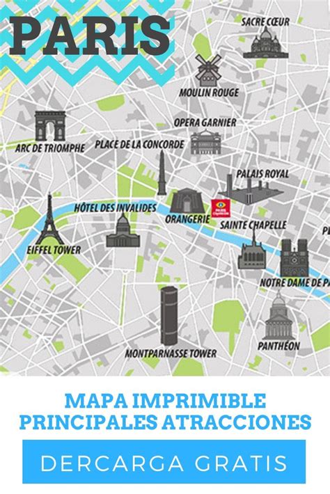 Mapa Imprimible Paris Atracciones Turisticas Paris Viaje Mapa Paris