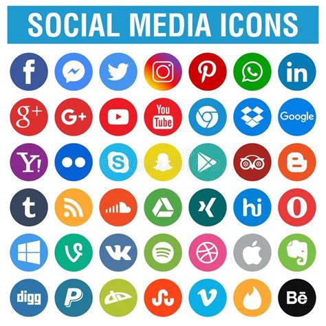 The Social Media Icons Are Shown In Different Colors