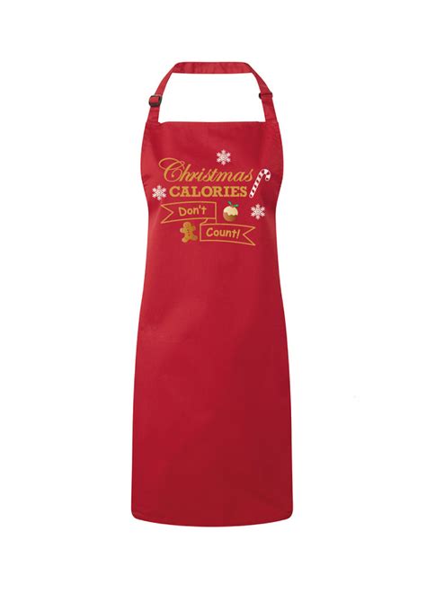 Adult Red Christmas Calorie Apron Forest Casual And Schoolwear