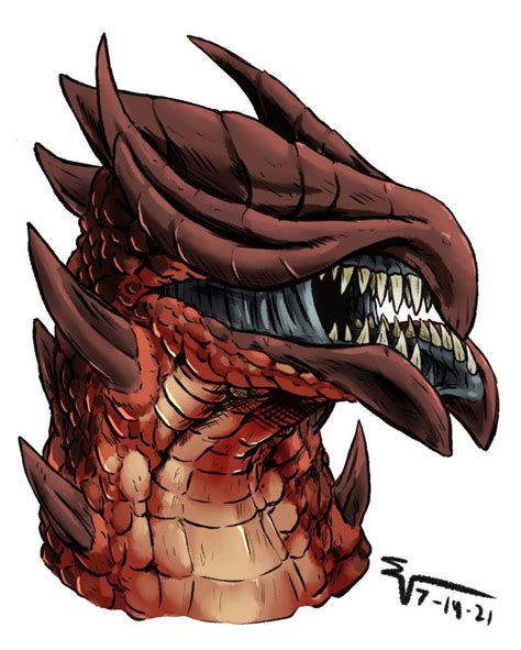 Split Jaw Dragon Bust By Ev Artwork On Deviantart