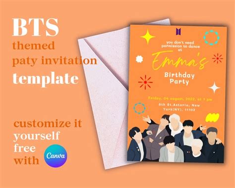 Bts Permission To Dance Party Invitation Canva Template Etsy