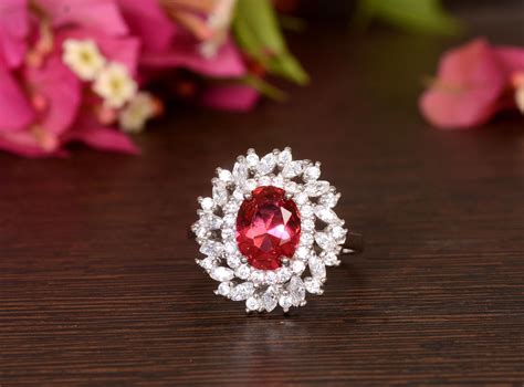 Pink Zircon Ring Sterling Silver Zircon Ring Wedding Ring Etsy