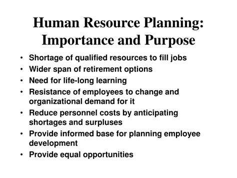 PPT - Human Resource Planning: Importance and Purpose PowerPoint ...