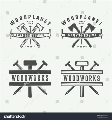 Set Of Vintage Carpentry Woodwork And Mechanic Royalty Free Stock
