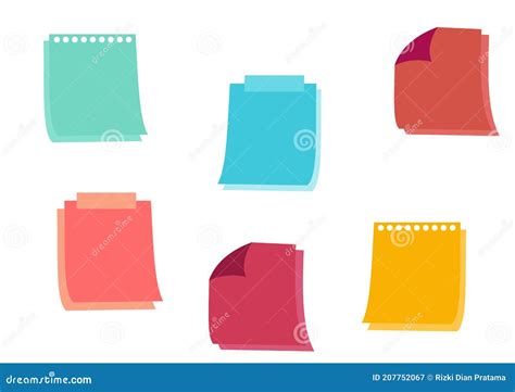 Colorful Note Paper On White Background Stock Vector Illustration Of