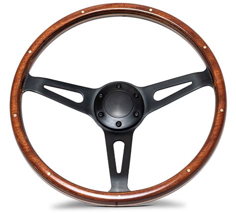 Vintage Black Steering Wheel Wfull Wood Wrap Toms Offroad
