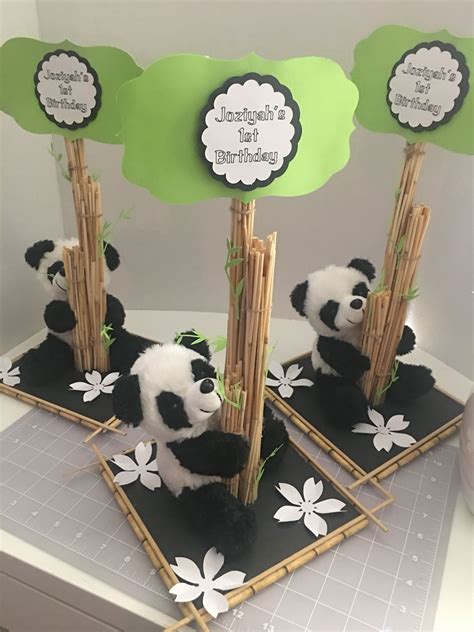 I Made A Panda Themed Centerpieces For My Godsons 1st Birthday Baby