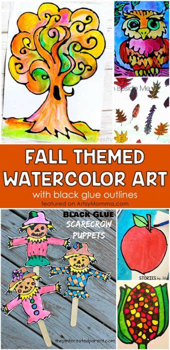 Fall Themed Watercolor Black Glue Resist Art Artsy Momma