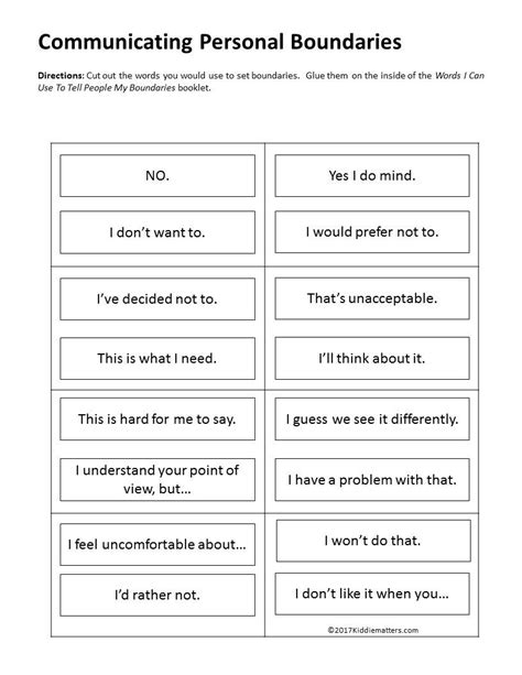 Therapy Worksheets On Boundaries