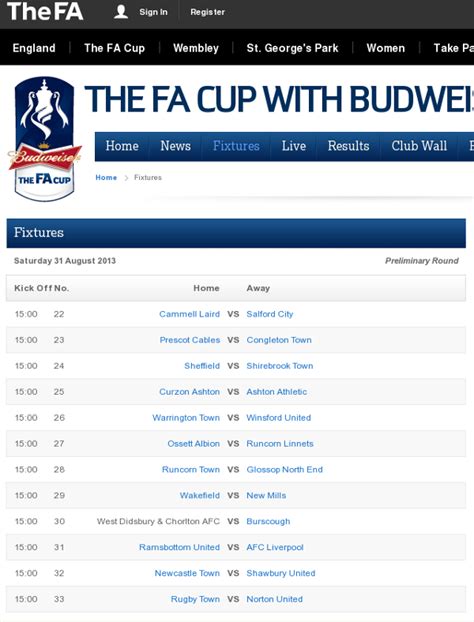 The 2020/21 emirates fa cup begins in august and ends with a show piece finale at wembley stadium in may. Fa Cup Fixtures : All Of The Fa Cup Fixtures Live On Tv ...