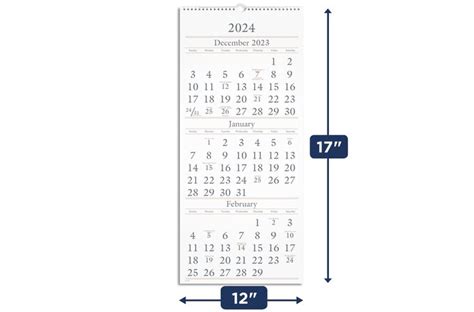 At A Glance 2024 Three Month Wall Calendar Large 12 X 27 Monthly