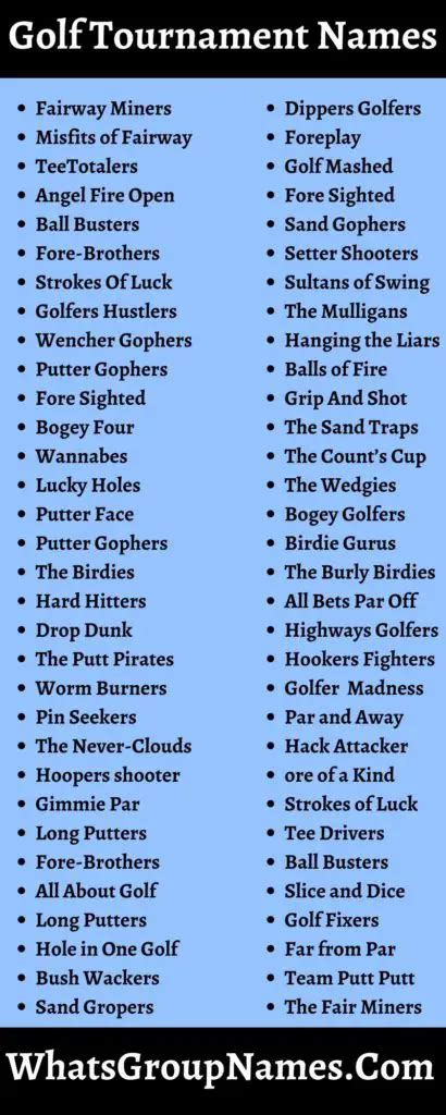 400 Golf Tournament Names Ideas For Golf Tournament