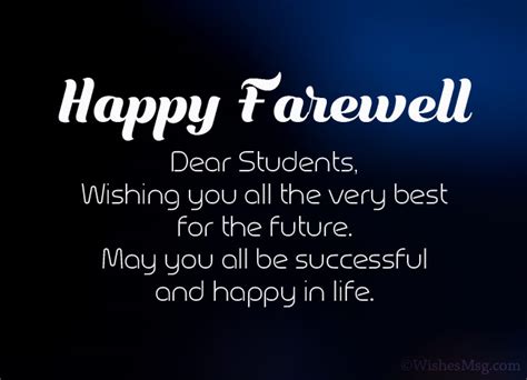 Best wishes for farewell collegebest wishes for farewell partybest wishes for seniors on farewellbest wishes phrases farewellbest wishes phrases farewellfarewell and best wishesshare0. 50+ Best Farewell Messages for Students - FestiFit