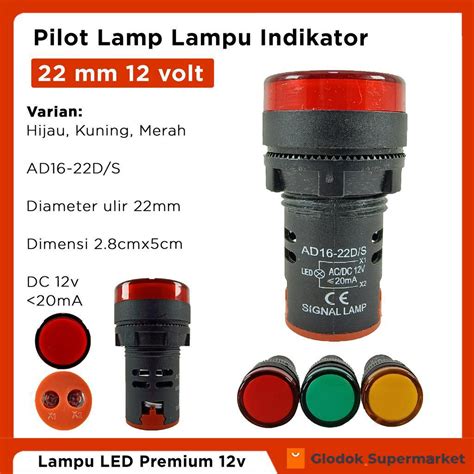 Jual Pilot Lamp Mm Dc V Ad D Lampu Indikator Mm Volt