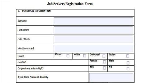 Free 10 Sample Job Registration Forms In Pdf Ms Word Excel
