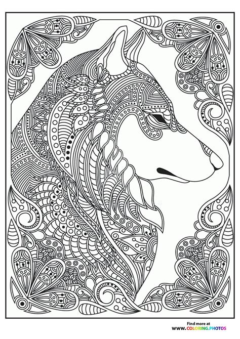 Wolf In Flowers Coloring Page For Adults Coloring Pages For Kids