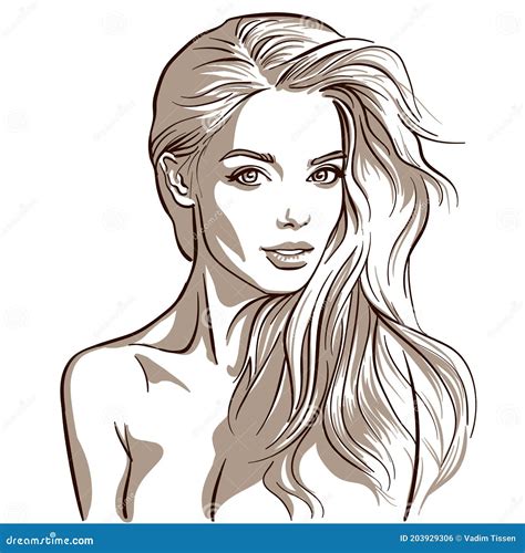Beautiful Girl Portrait Blonde Pretty Woman Stock Vector Illustration Of Line Glamour 203929306