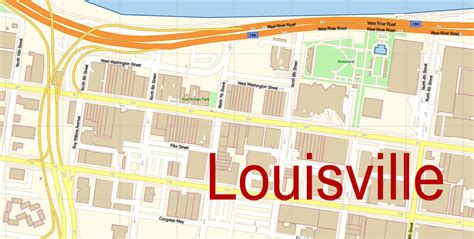 Louisville Kentucky Us Map Vector Exact City Plan High Detailed Street