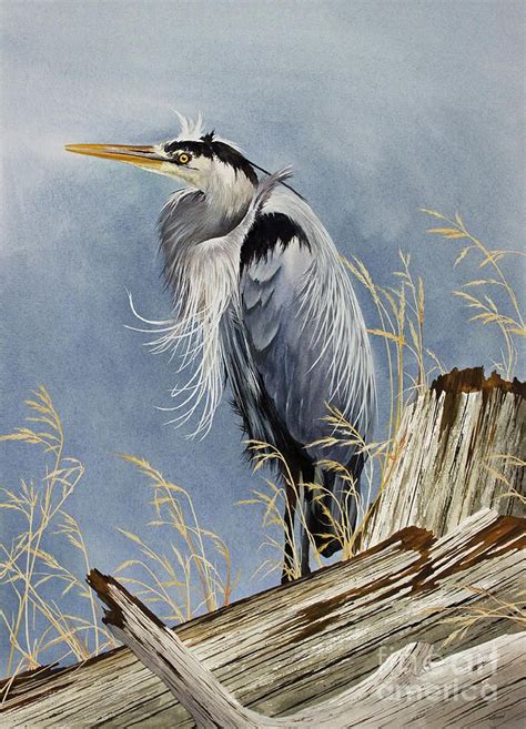 Heron Heron Painting Painting Herons Windswept Shore By James