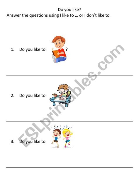 What Do You Like To Do Esl Worksheet By Dawn42