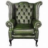 Black, red, green, beige, light blue, orange, pink, turquoise violet & white. Chesterfield Antique Green Genuine Leather Queen Anne Armchair