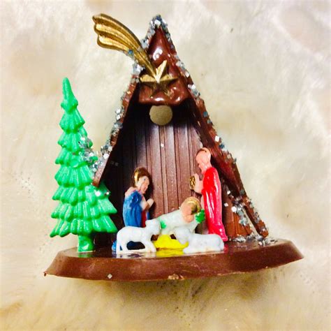 Vintage 1960s Miniature Nativity Scene Ornament Christmas Etsy