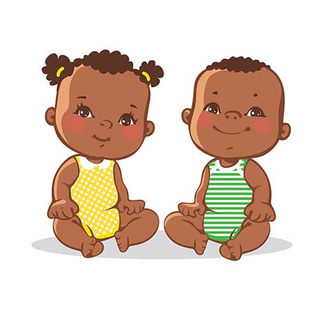 African American Twin Babies Pic Illustrations Royalty Free Vector