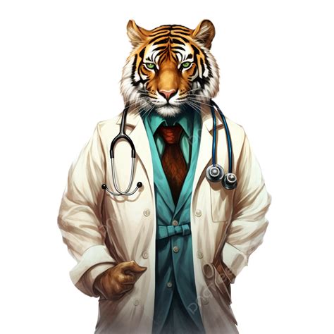 Tigre En Uniforme Médico De Pie Como Un Héroe Png Héroe Uniforme