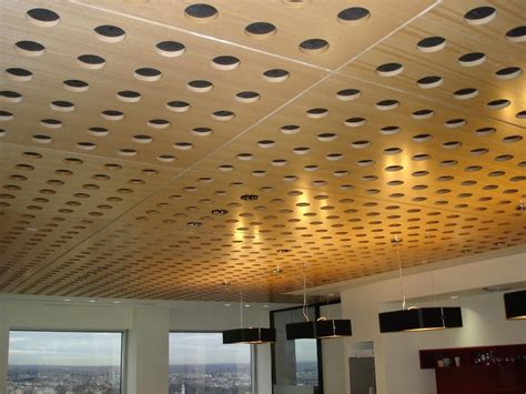 Ceiling joists are supporting and holding the plywood ceiling panels. Acoustical Wood Veneer Ceiling Panels | Veneer panels ...