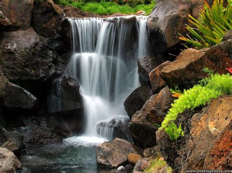 Desktop Wallpapers Natural Backgrounds Waterfall And Rocks
