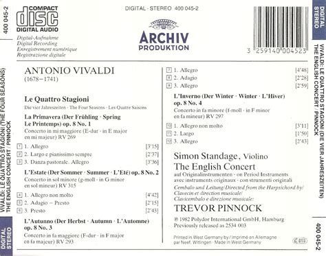 the first pressing cd collection antonio vivaldi le quattro stagioni