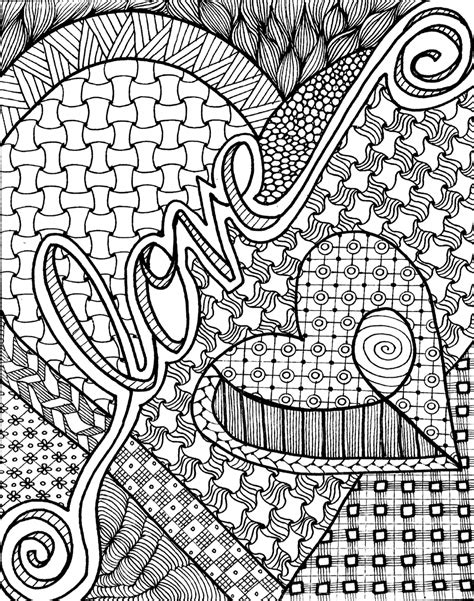 Our world is so exciting that every its particle may cause our curiosity and desire to explore it. Free zentangle-inspired 'love' coloring page for adults or teens. | COLORING PAGES ...
